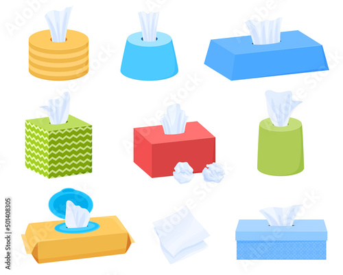 Set of dry and wet wipes. Vector illustration on a white background