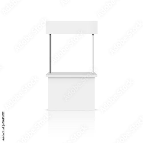 White blank advertising POS POI PVC Promotion counter booth. Vector