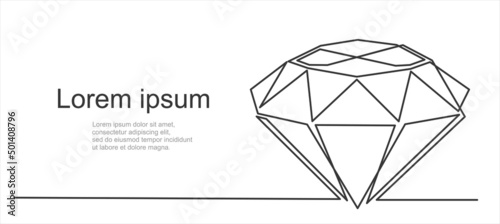Single continuous line drawing brilliant, diamond flat line icon. linear style sign for mobile concept and web design. Symbol, logo illustration. one line draw graphic vector