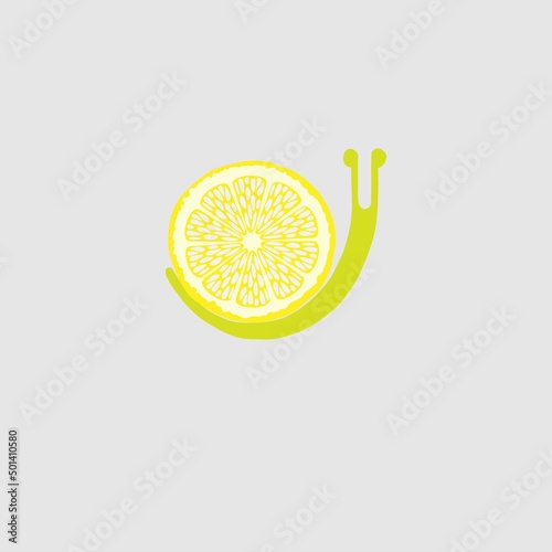 Snail with a slice of lemon as a shell