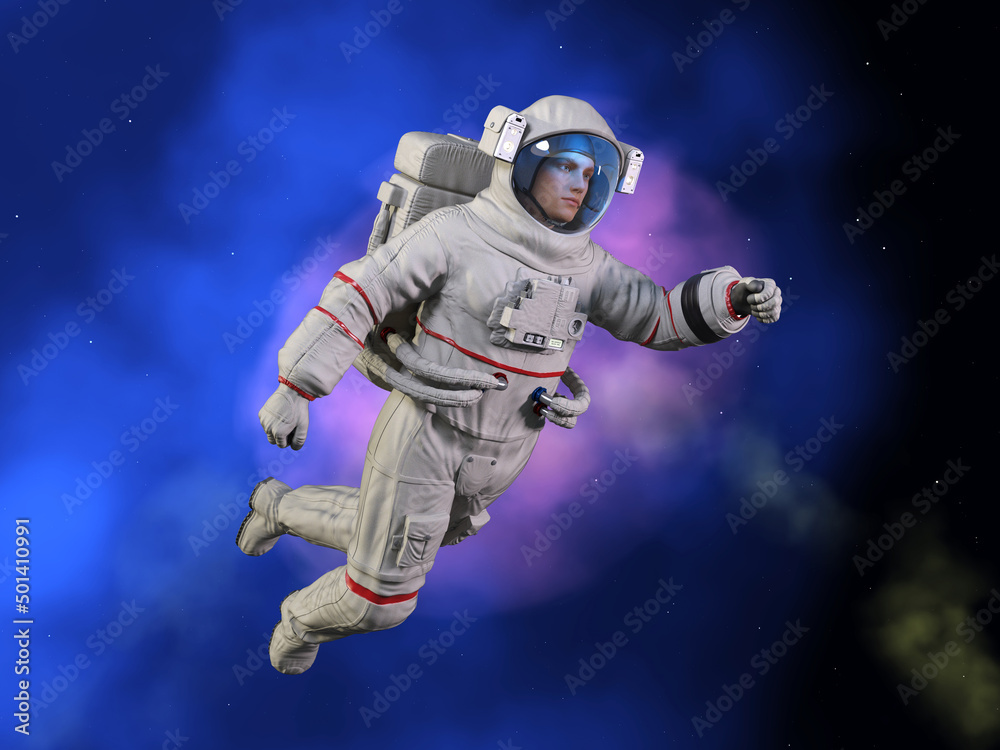 Fototapeta premium Astronaut schwebt im Weltraum