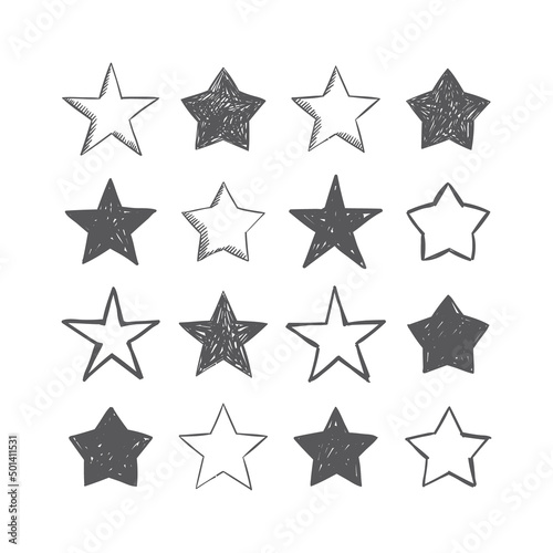 Star doodle collection. Hand drawn stars.