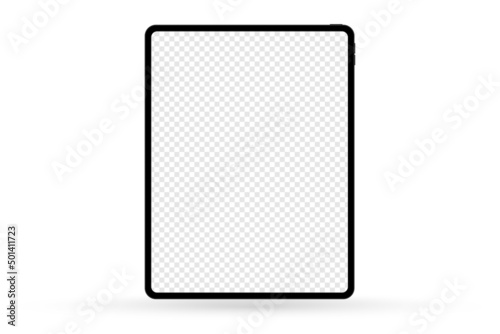 Vector tablet mockup with transparent screen isolated on white background. Stock royalty free vector illustration