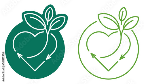 Compostable and biodegradable badge in heart shape