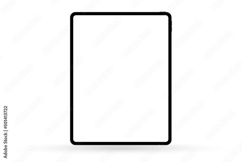 Vector tablet mockup with white screen isolated on white background