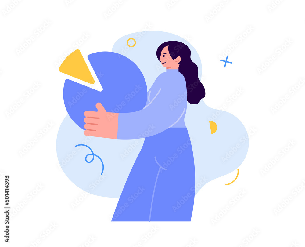 Woman with infographic. Business woman character Woman with infographic. Business woman character