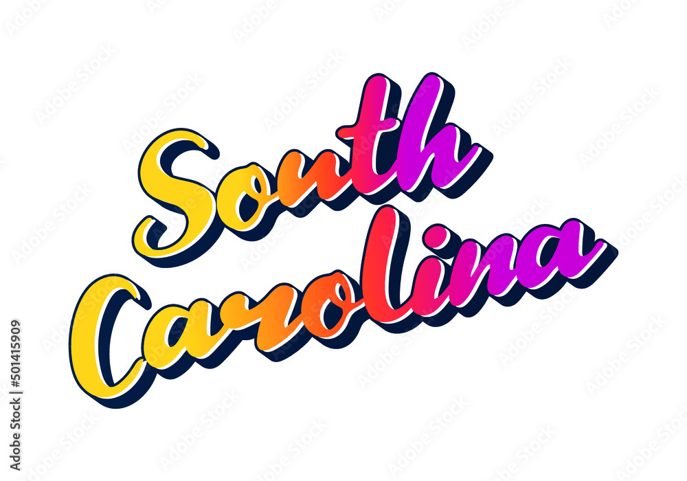 Sout Carolina text design. Vector calligraphy. Typography poster. Usable as background.