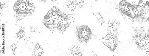 Halftone background. Ornament chaotic circles, lines, waves. Fingerprint. Maze. Pattern wooden board of particles, dots. Rock garden. Banner technology, medicine, business, social networks. Vector.