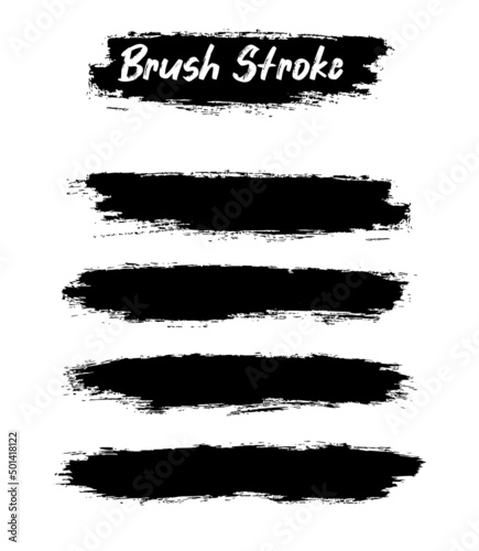 Brush thick line of stroke bundles. Vector brush set. Text box frames and grunge patches.Splatters design elements. Ink-painted shape photo