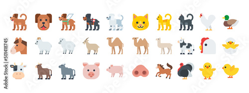 Fototapeta Naklejka Na Ścianę i Meble -  Domestic Animals Vector Icon Set. Domestic Animals Emoticons