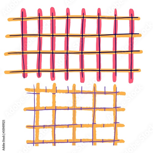 Pattern with grunge black grid, monochrome lines. Vertical and horizontal hand drawn stripes. Hand drawn geometrical background. modern trendy vector collection