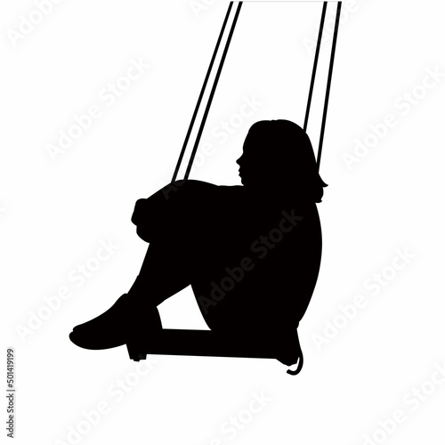a girl swinging body silhouette vector