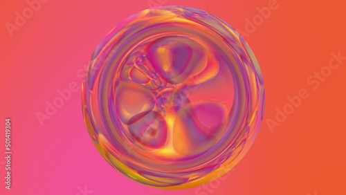 Bright iridescent neon background with bubbles photo