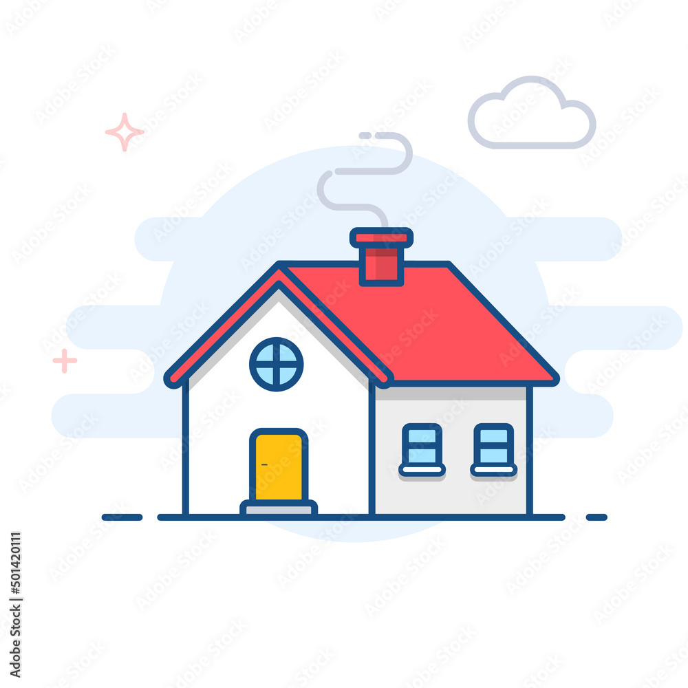 Building house line illustration. Home outline icon. Building house line illustration. Home outline icon.