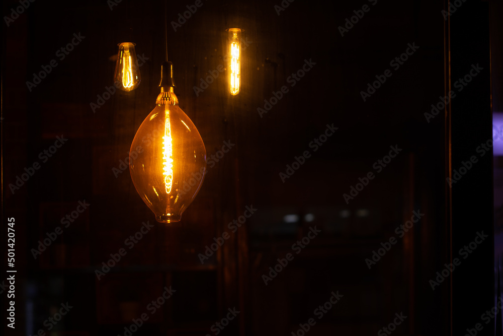 A vintage-style LED light bulbs in a window display
