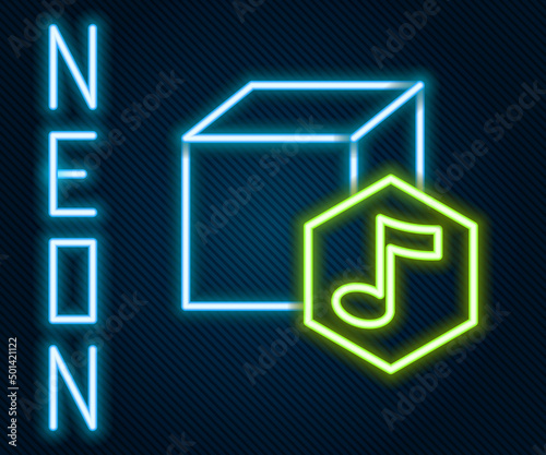 Glowing neon line NFT Digital crypto art icon isolated on black background. Non fungible token. Colorful outline concept. Vector