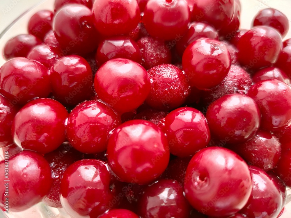 Close-up of frozen cherries. Close-up of frozen cherries.