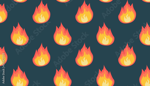 Vector illustration Pattern with fire on a blue background