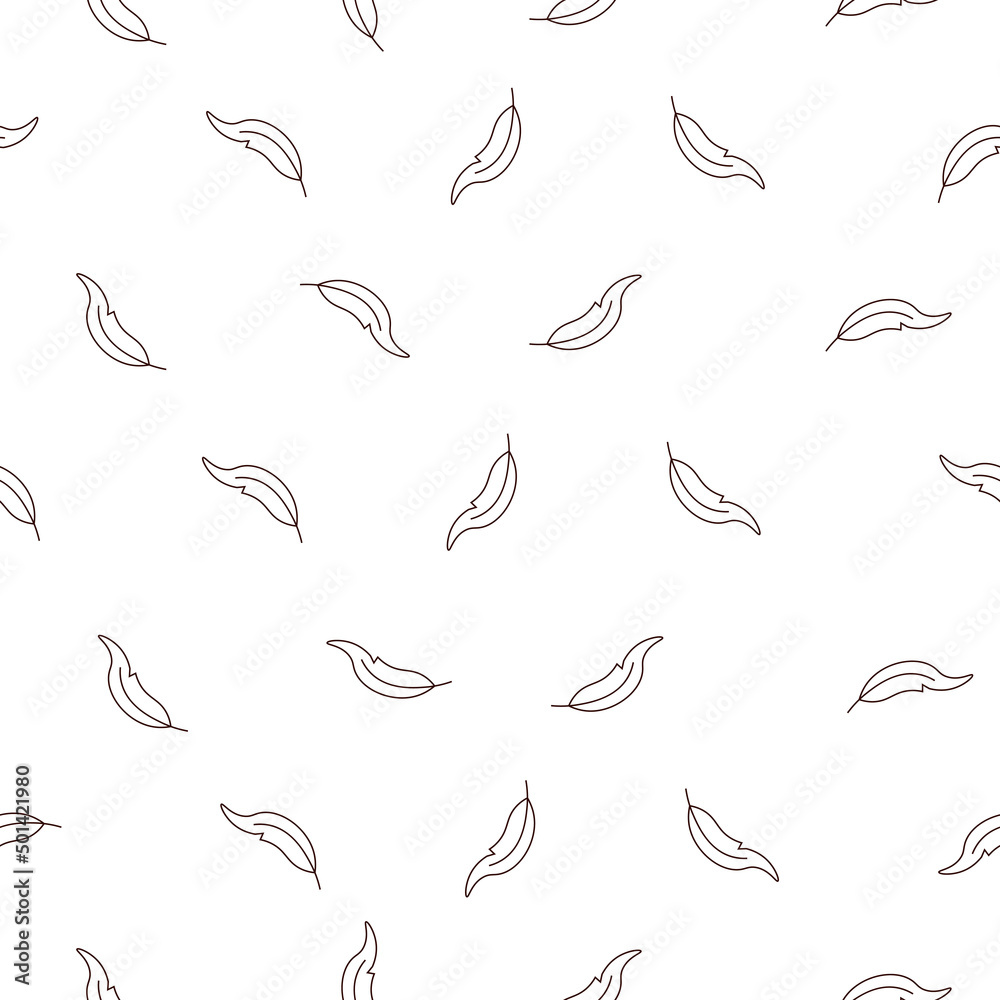 Seamless pattern with a feather, quill. Print for clothes, wallpaper, texture