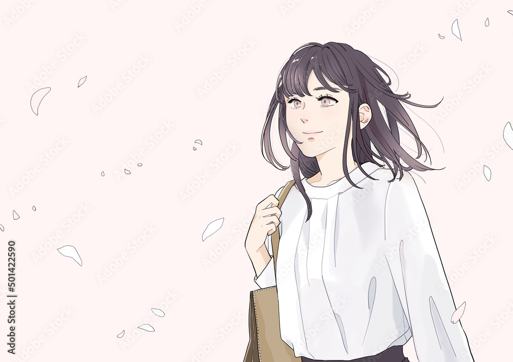ビジネスウーマンのイラスト素材【桜】 ビジネスウーマンのイラスト素材【桜】