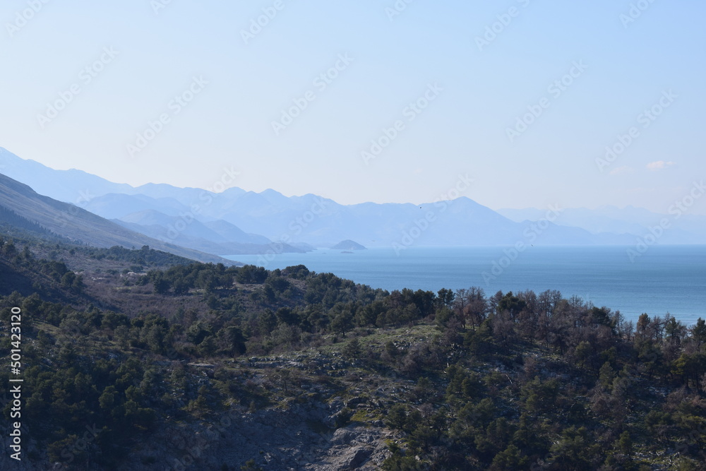 Panorama from the city of Shkodra, Albania. Blue shades