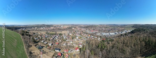 Castle Zruc nad Sazavou (Zámek Zruč nad Sázavou) Czech republic,Europe, ancient castle aerial panorama landscape view photo