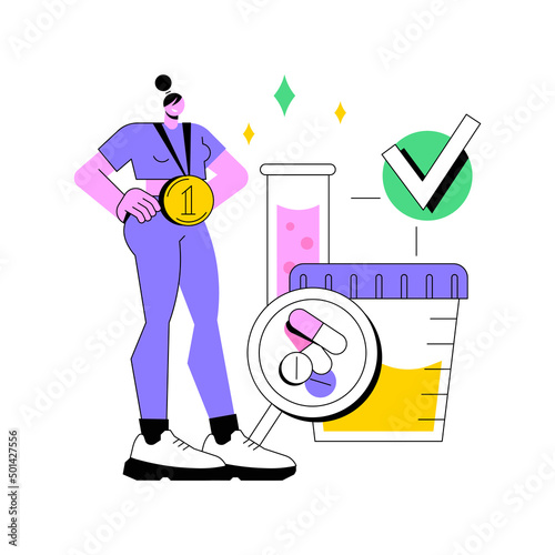 Performance drugs abstract concept vector illustration. Performance enhancing substances drugs, doping urine test, human growth hormone, anabolic steroids, take pills injections abstract metaphor.