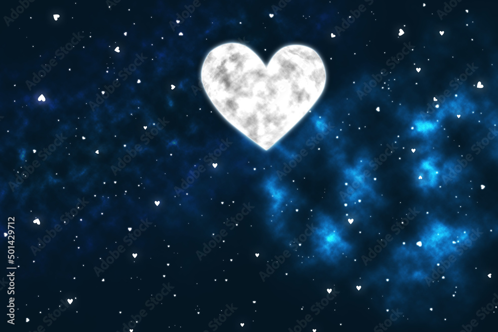 Mystical night sky. Moon and stars in the shape of a heart. Mystical night sky. Moon and stars in the shape of a heart.