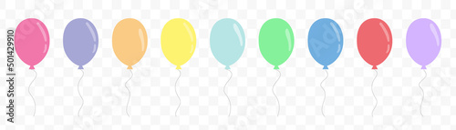 Set of cartoon balloons. Balloons for birthday and party. Flat icon for celebrate. Vector illustration