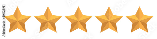 Yellow five stars quality rating icons. 5 stars icon. Five star sign. Rating symbol. Vector illustration