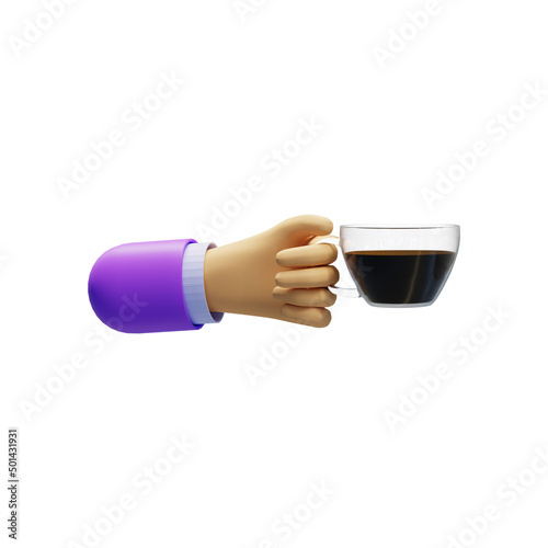 Hand holding a coffee cup 3d render  