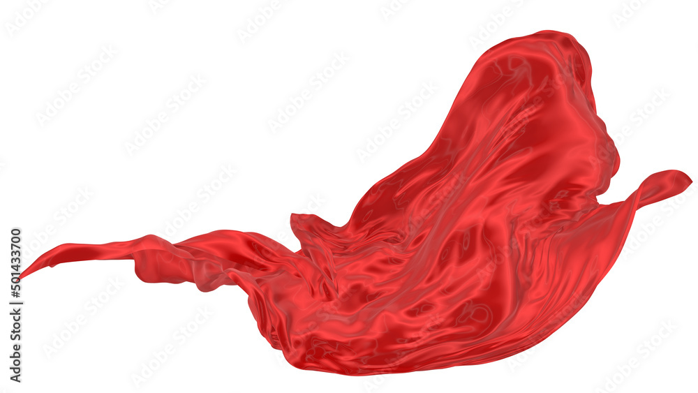 Beautiful flowing fabric of red wavy silk or satin. 3d rendering image. Beautiful flowing fabric of red wavy silk or satin. 3d rendering image.