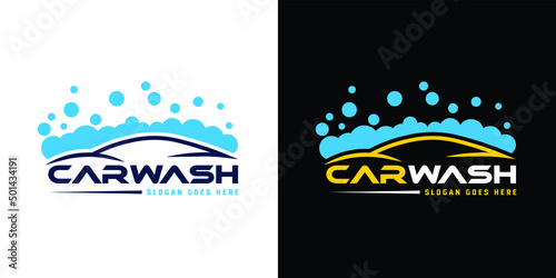 Car detailing washing bubble water clean service logo design icon vector background