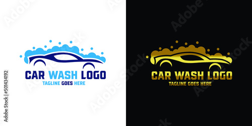 Car detailing washing bubble water clean service logo design icon vector background