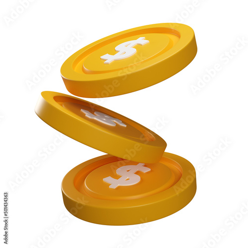 3D render stack of golden coin