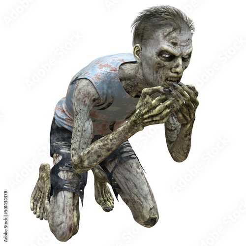 Wallpaper Mural Zombie male isolated white background 3d illustration Torontodigital.ca