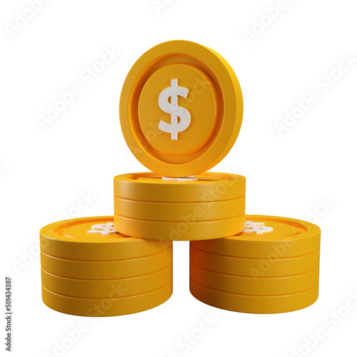 3D render stack of golden coin