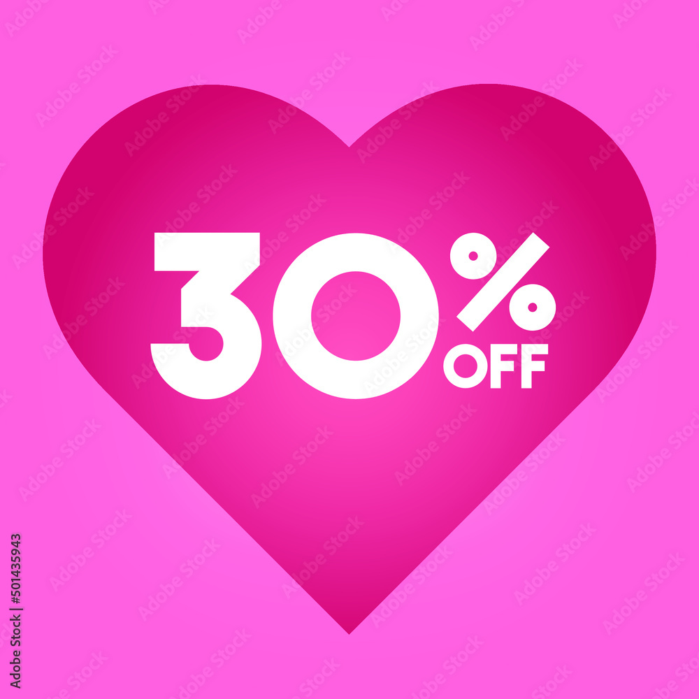 30 off sale pink heart balloon on a pink background 30 off sale pink heart balloon on a pink background
