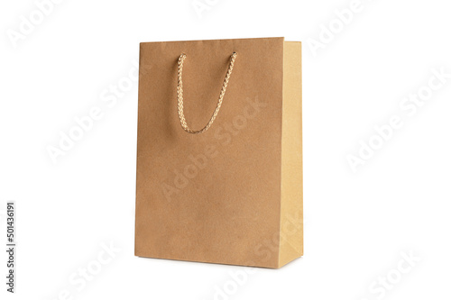 Brown paper bag on white 