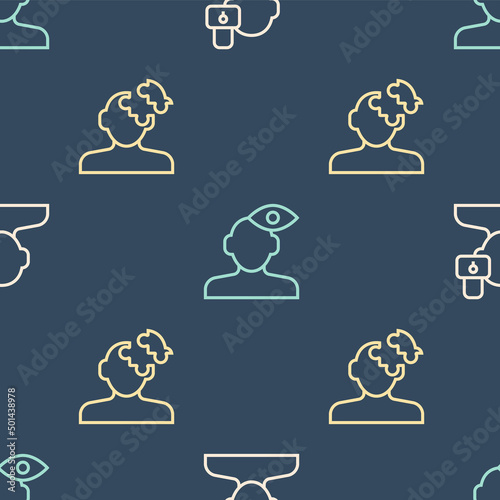 Set line Closed personality, Solution problem in psychology and on seamless pattern. Vector