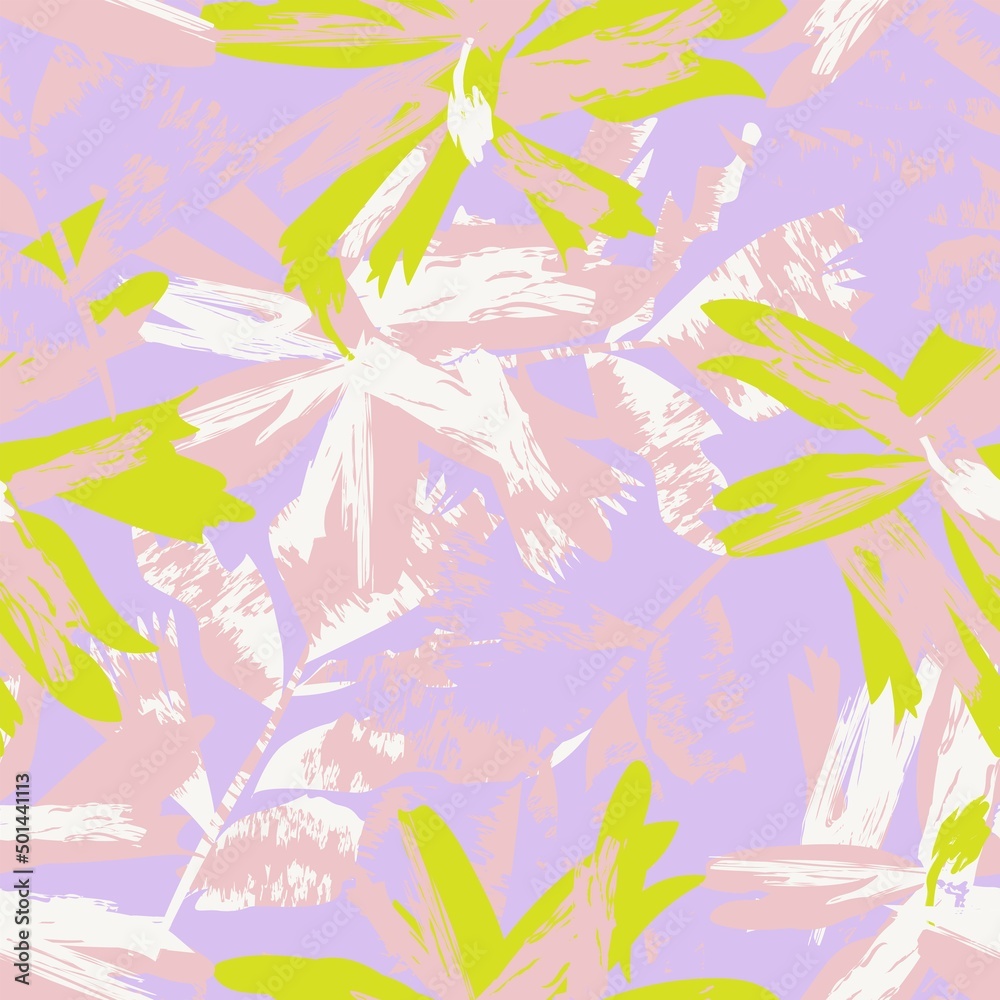 Floral Brush strokes Seamless Pattern Design Floral Brush strokes Seamless Pattern Design