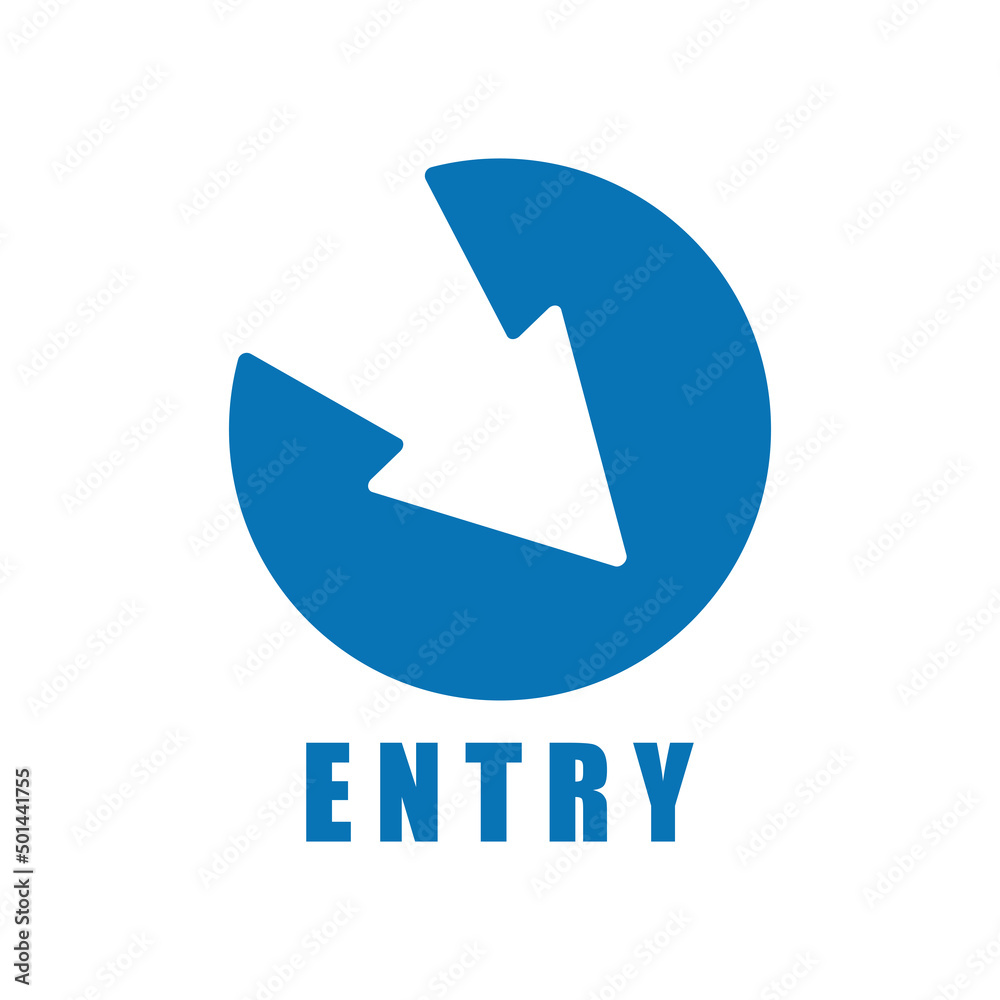 Blue arrow round entry sign, entrance circle vector symbol Blue arrow round entry sign, entrance circle vector symbol