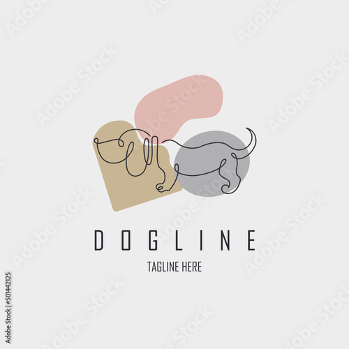 Dog line style  logo template design for brand or company and other