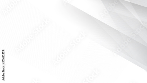Grey white abstract background geometry shine and layer element vector for presentation design. Suit for business, corporate, institution, party, festive, seminar, and talks.