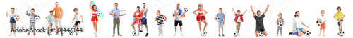 Sport fan with flag and bal...