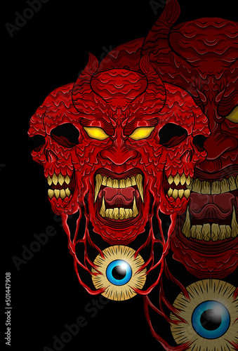 Skull grime art with eyes vector illustration
