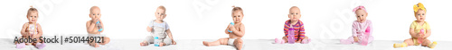 Set of cute babies with bot...