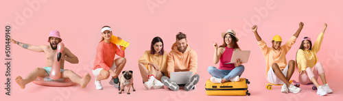 Young woman with suitcase a...