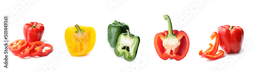 Fotografia Set of colorful bell pepper isolated on white