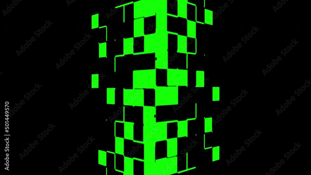 Black abstract Gate moves on green screen. CG animated transition with chroma key.